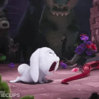 ❄ Snowball The Secret Life of Pets cartoon, bunny, rabbit, angry, snowball, animated telegram sticker