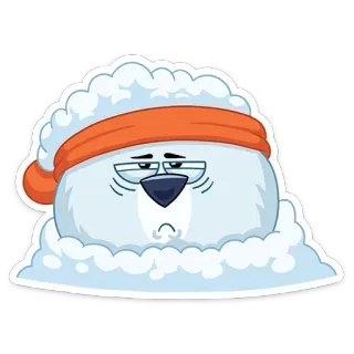 😣 ホッキョクグマ, 漫画, ステッカー, 悲しい, ヘッドバンド, 雲 telegram sticker