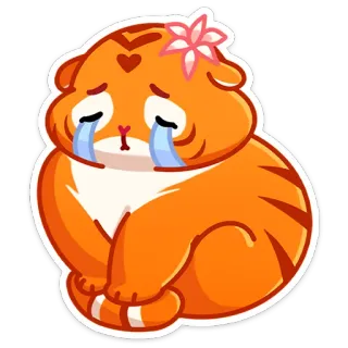 😭 เสือ, เศร้า, ร้องไห้, คาวาอิ, สติกเกอร์, น่ารัก telegram sticker