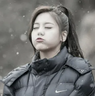 🌝 зима, снег, портрет, азиатка, женщина, пуховик telegram sticker