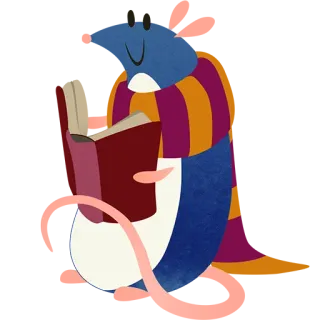 📕 鼠标, 阅读, 书, 动物, 卡通 telegram sticker