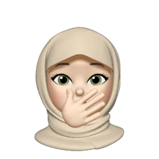 💿 Emoji, Hidżab, Kobieta, Twarz, Islam, Muzułmanin, Zakrywanie ust telegram sticker