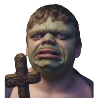 ✝ meme, funny, weird, face, cross, expression telegram sticker