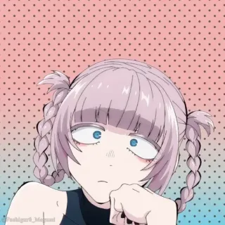 🎆 Anime, Chica, Pelo rosa, Trenzas, Linda, Dibujos animados, Personaje telegram sticker