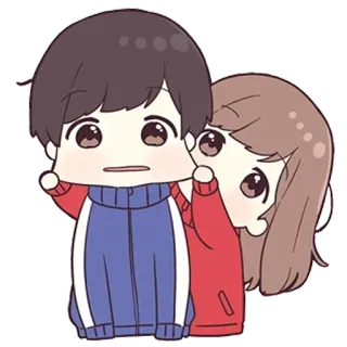 😁 kawaii, casal, anime, fofo, ilustração, desenho animado whatsapp sticker