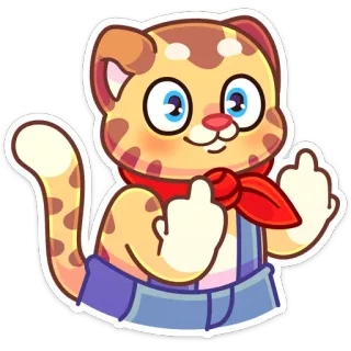 🖕 gato, pegatina, dedo medio, ofensivo, dibujo animado, animal telegram sticker