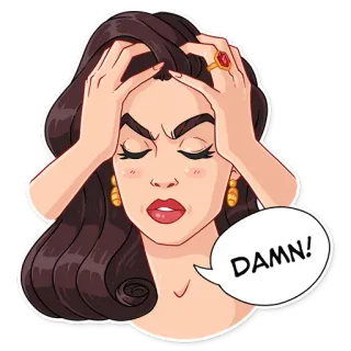 😠 DAMN! mulher, expressão, frustração, exasperação, brava, irritada, sticker telegram sticker