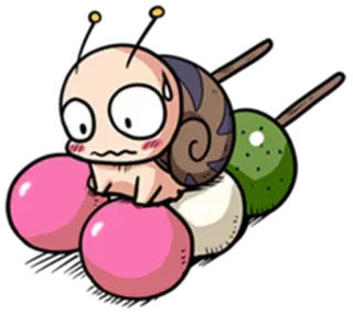😯 Siput, Dango, Kawaii, Lucu, Makanan, Mochi whatsapp sticker