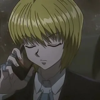 📱 Kurapika Hunter x Hunter Anime, Manga, Kurapika, Hunter x Hunter, Personnage, cheveux blonds, tenue de soirée telegram sticker