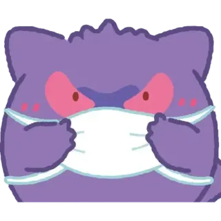 😷 Gengar 팬텀, 포켓몬, 보라색, 만화, 스티커, 캐릭터, 마스크 whatsapp sticker