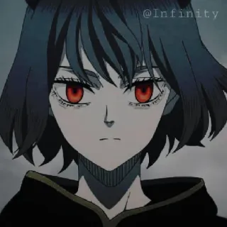 👀 @Infinity 애니메이션, 캐릭터, 여자, 팬아트, 검은 머리, 빨간 눈 telegram sticker