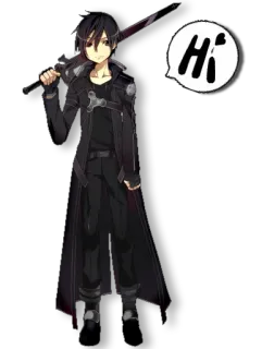 ✋ Kirito Sword Art Online Hi anime, sword, kirito, sword art online, character, manga telegram sticker