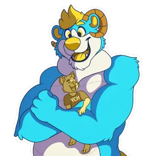 🤗 YCH Фурри, Мультфильм, Животное, Антропоморфный, Медведь, Баран whatsapp sticker