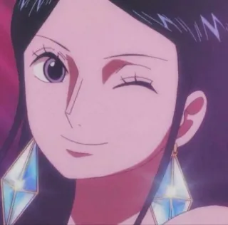 💜 Nico Robin One Piece Anime, One Piece, Nico Robin, Charakter, Cartoon, Frau, Zwinkern telegram sticker