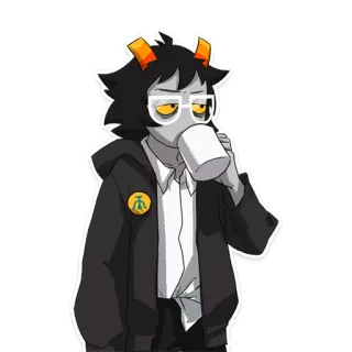 😑 персонаж, пьёт, очки, мультик telegram sticker