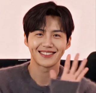 👋 Seon-ho Kim coréen, acteur, souriant, faisant signe, fossettes telegram sticker