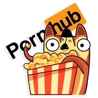 🎬 Pornhub 爆米花, 卡通, 狗, 标志, 恶搞 telegram sticker