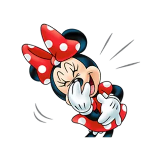 😆 Minnie Mouse Minnie, personaggio dei cartoni animati, Disney, cartone animato, topo, pois rossi e bianchi, fiocco telegram sticker