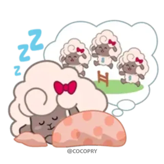 😴 sheep, dreaming, sleep, cute, cartoon, animal telegram sticker
