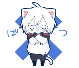 ❌ ばっ cat, anime, sticker, cute, kawaii whatsapp sticker