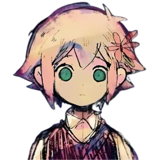 😶 Basil Omori postać, gra wideo, omori, anime, naklejka telegram sticker