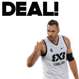 👍 EX3 LJUBLJANA basketbal, atleet, sport, speler, duim omhoog, ex3 telegram sticker