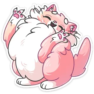 👐 猫, 粉色, 毛茸茸, 可爱, 动物, 卡通, 贴纸, 小猫 telegram sticker