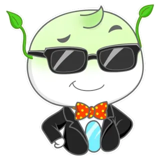 😎 Kartun, Karakter, Kacamata hitam, Dasi kupu-kupu, Setelan jas, Lucu telegram sticker
