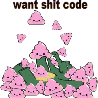 🎁 I want shit code código basura, código, rosa, caca, programación telegram sticker