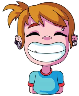 😁 Desenho animado, Ilustração, Personagem, Menina, Sorriso, Brincos, Fofo telegram sticker