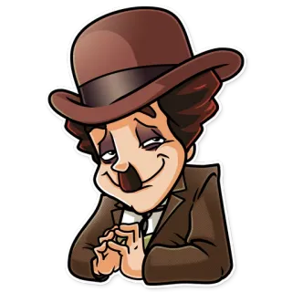 😇 Charlie Chaplin Charlie Chaplin, actor, comediante, cine mudo, estrella de cine, dibujo animado whatsapp sticker