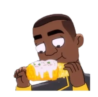 🌽 comendo, comida, milho, desenho animado, personagem telegram sticker