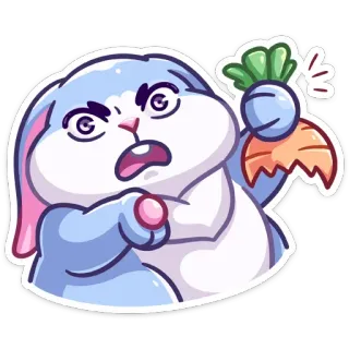 😡 coelho, cenoura, bravo, desenho animado, adesivo, fofo whatsapp sticker
