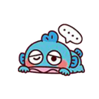 💬 Dibujos animados, Pez, Cansado, Lindo, Azul whatsapp sticker