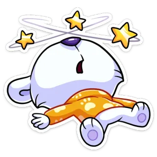 😵 kreskówka, zawroty głowy, gwiazdy, zwierzę, postać, ilustracja telegram sticker