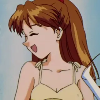 😄 Asuka Langley Soryu Neon Genesis Evangelion anime, cartoon, smile, girl, happy, character telegram sticker