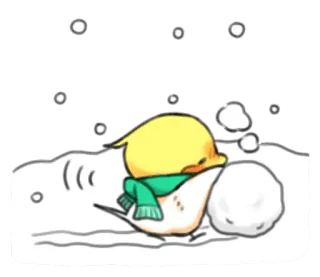 ☃ neige, hiver, oiseau, boule de neige, écharpe, mignon, dessin animé telegram sticker