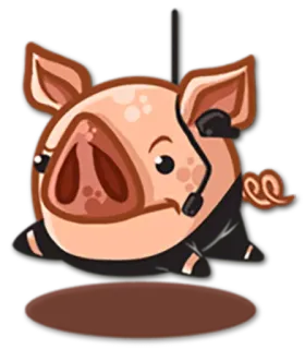 🎤 porco, fone de ouvido, desenho animado, animal telegram sticker
