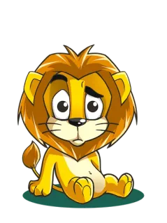 🙁 лев, мультик, животное, милый, грустный, каваий telegram sticker