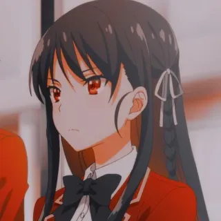 😠 Anime, Ragazza, Uniforme scolastica, Occhi rossi, Capelli neri telegram sticker
