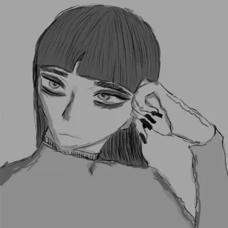 🙄 disegno, schizzo, ritratto, donna, illustrazione, monocromatico telegram sticker