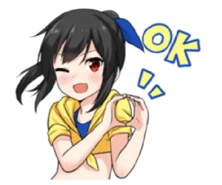👌 OK Ragazza anime, Carino, Okay, Approvazione, Accordo, Gesto, Positivo, Felice whatsapp sticker