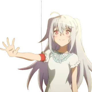 🖐 anime, garota, cabelo branco, onda, olhos vermelhos telegram sticker