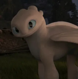 😇 Light Fury How to Train Your Dragon มังกร, ไลท์ฟิวรี่, สีขาว, น่ารัก, สัตว์ whatsapp sticker