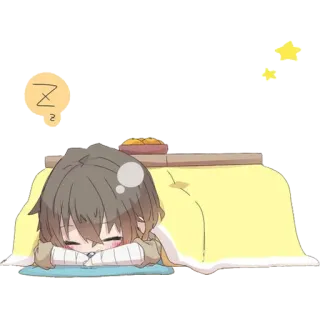 😴 z Anime, Schlaf, Cartoon, Schlafen, Kotatsu telegram sticker