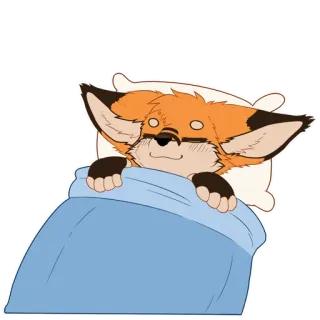 🦊 rubah, tidur, binatang, tempat tidur, kartun, lucu telegram sticker