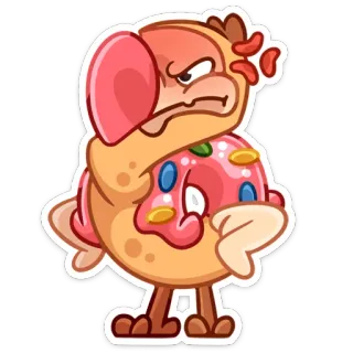 😡 Cartone animato, Arrabbiato, Ciambella, Dolce, Carino, Personaggio whatsapp sticker