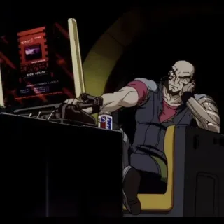 🔩 OPEN WINDOW anime, man, computer, bald telegram sticker