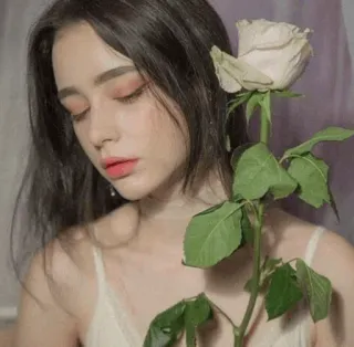 ⭐ woman, rose, portrait, flower, girl telegram sticker
