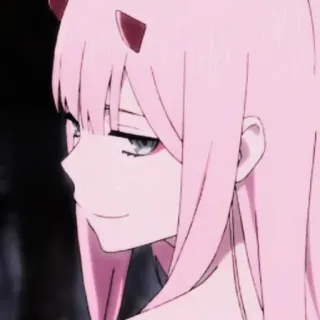 🍓 Zero Two Darling in the Franxx Anime, Rosa Haare, Hörner, Überheblich, Mädchen telegram sticker